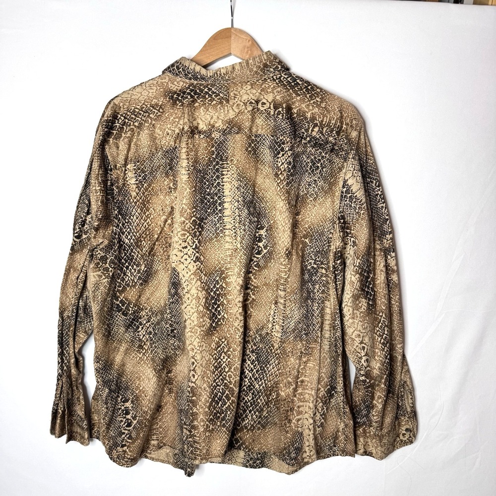 Lauren Ralph Lauren Tunic Top 3X Button 100% Cotton Print 3XL Animal Long Slv - Picture 3 of 9